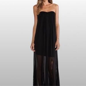 Alice + Olivia Francesca Black Lace Maxi Dress sz Small